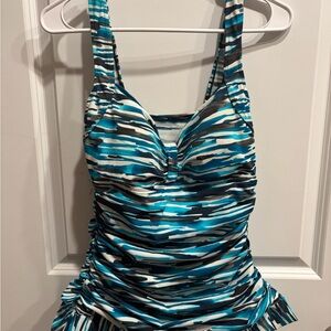 Blue and Black Striped Bikini